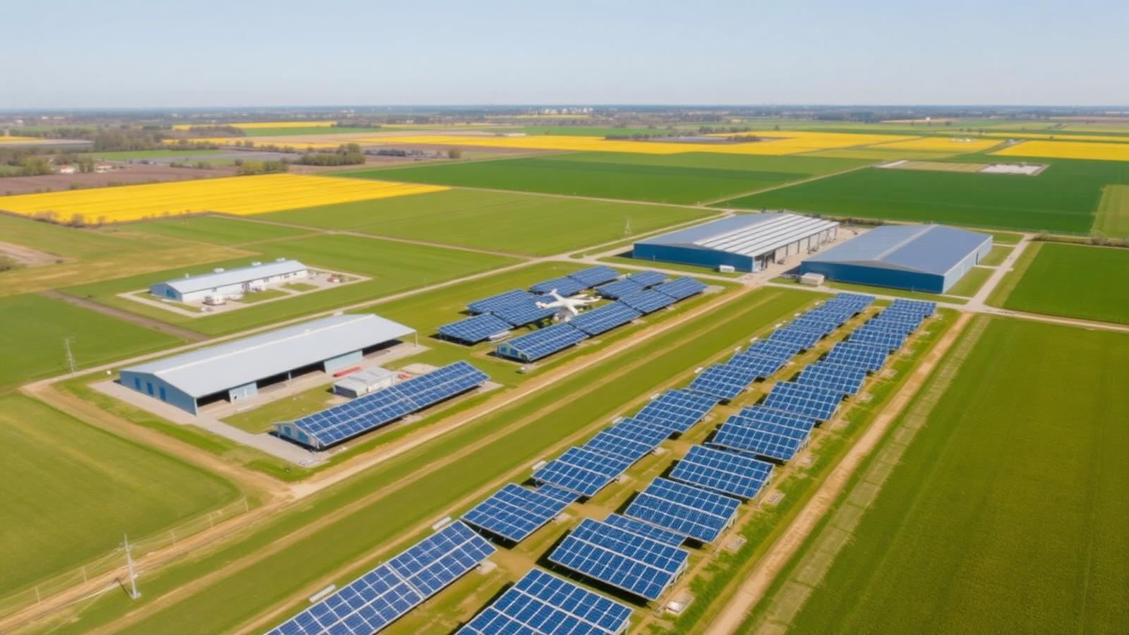 Vista aérea da usina solar Red Ovo em Campo Verde – MT